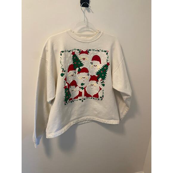 Vintage Vicki Melhart 1996 Christmas Santa Puff Paint Sweatshirt-Size XL - Picture 2 of 8